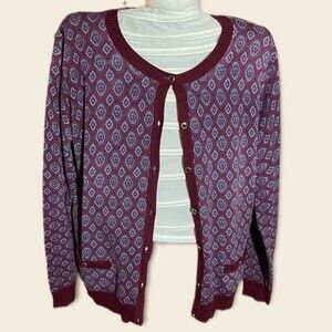 Lands' End Supima Cotton Women's Button Down Sweater Cardigan Size M 10-12